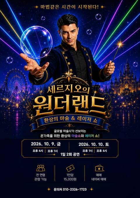 마법같은 시간이 시작된다! 세르지오의 원더랜드: 환상의 마술 & 레이저 쇼 [화성]